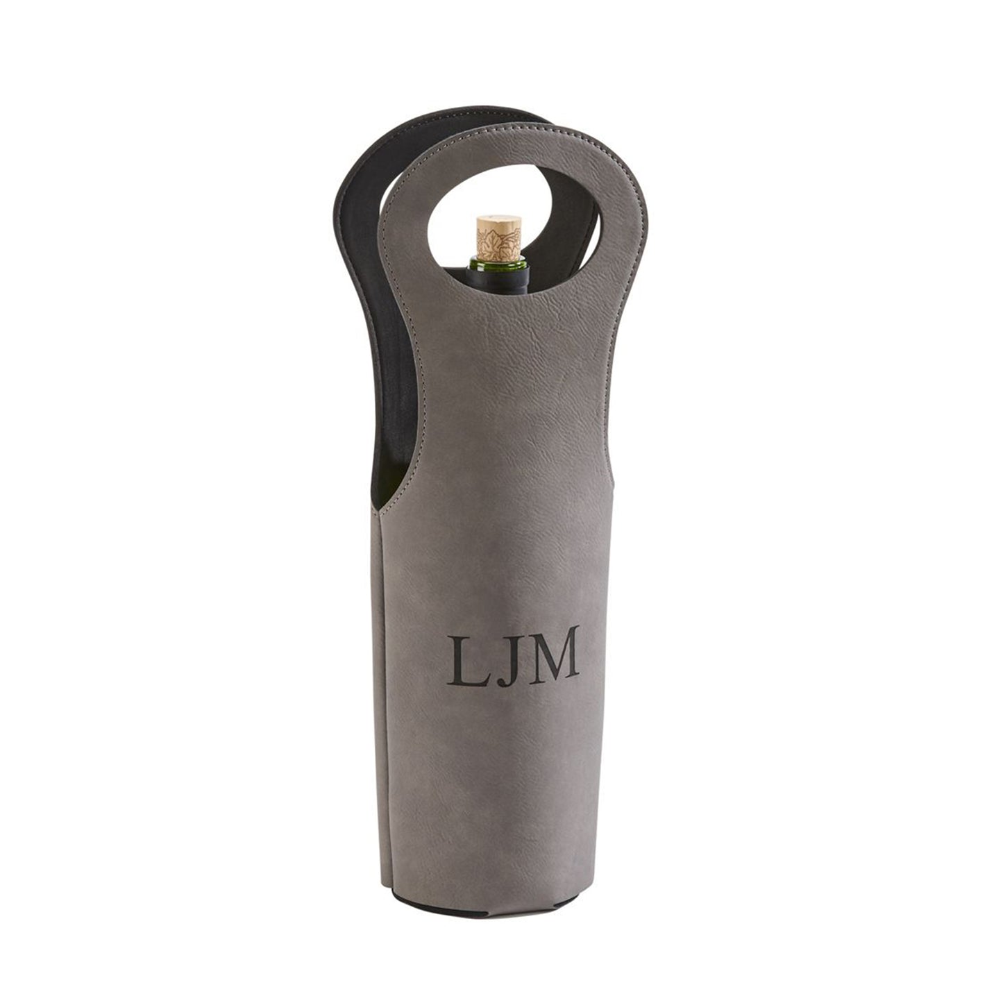 Leatherette Wine Holder in Grey - 14.5"