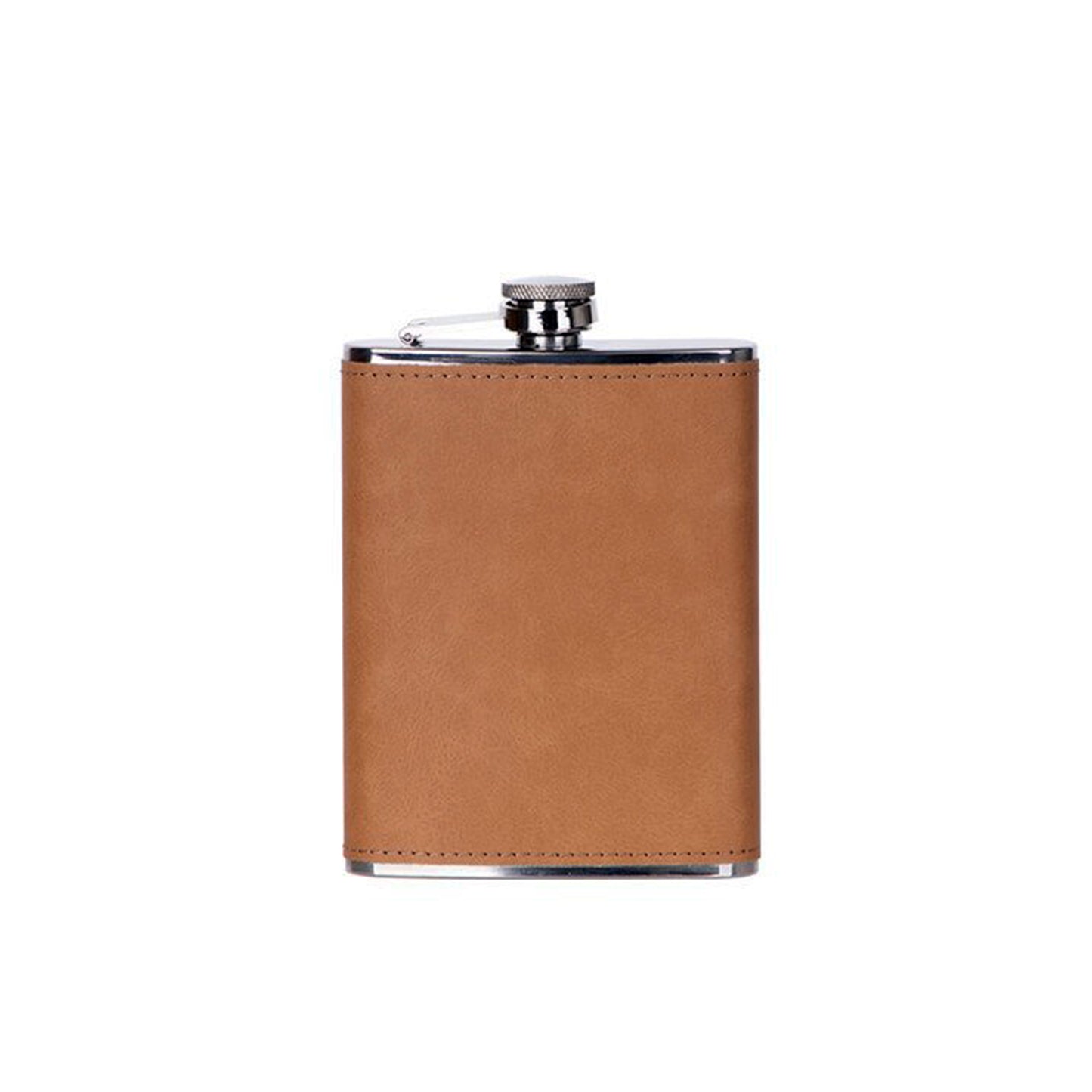 Leatherette Flask Caramel 8 Oz Cap