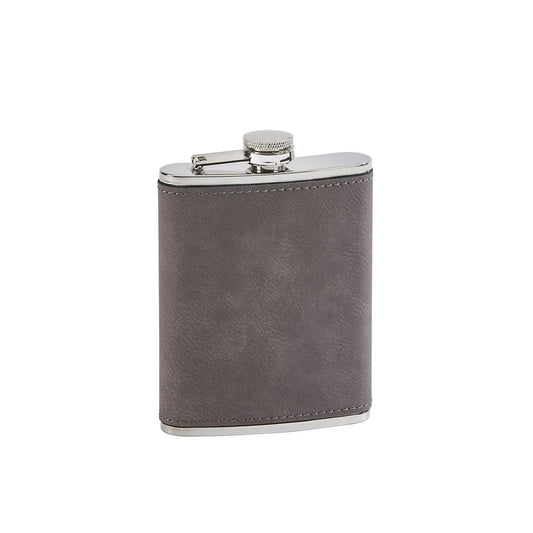 Leatherette Flask Grey 8  Oz Cap
