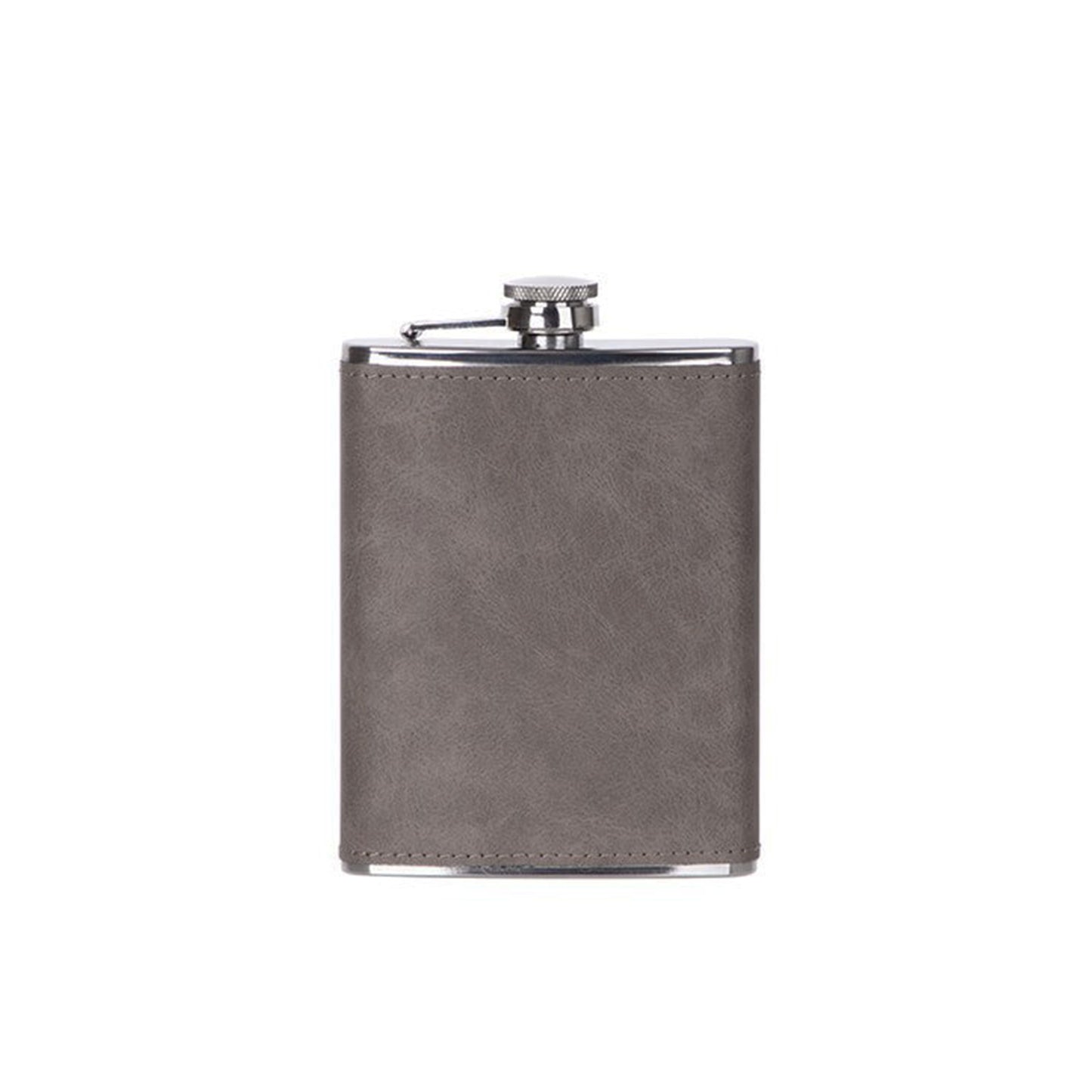 Leatherette Flask Grey 8 Oz Cap