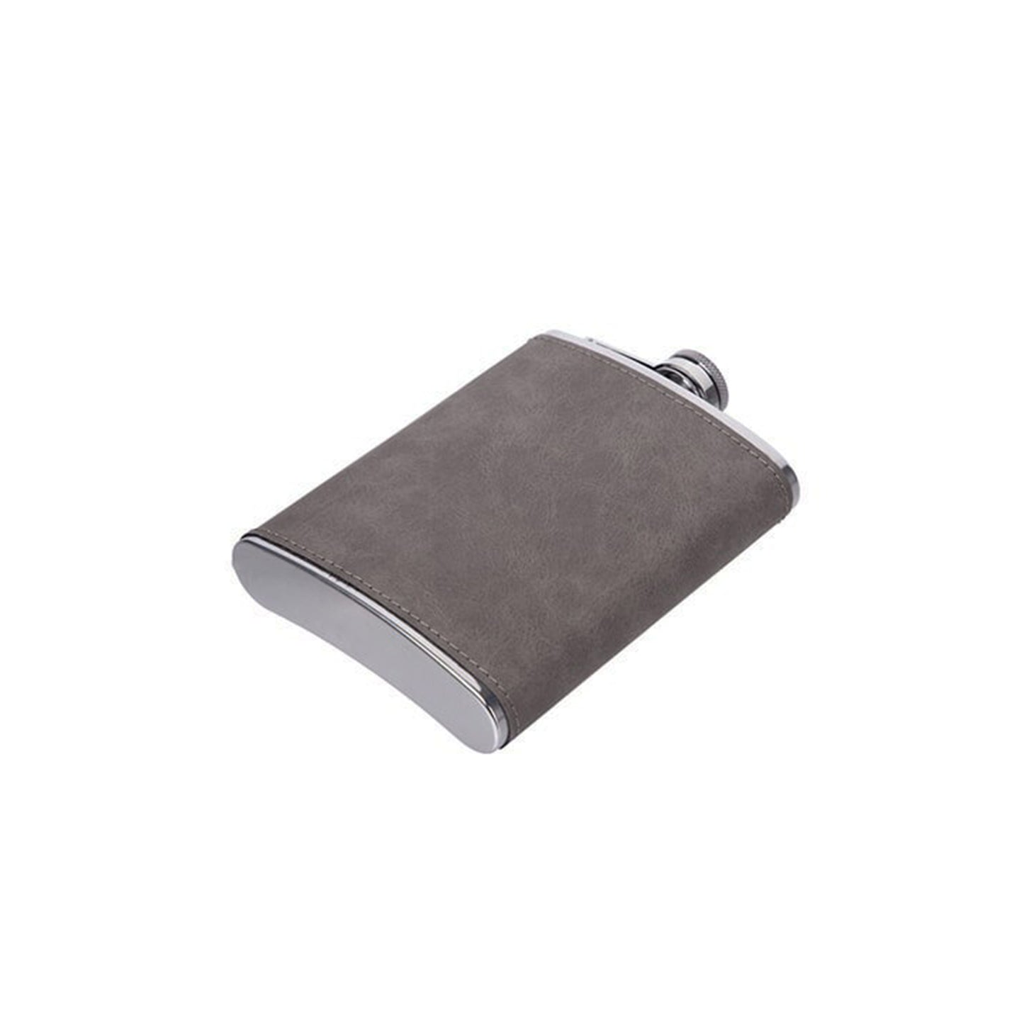 Leatherette Flask Grey 8 Oz Cap