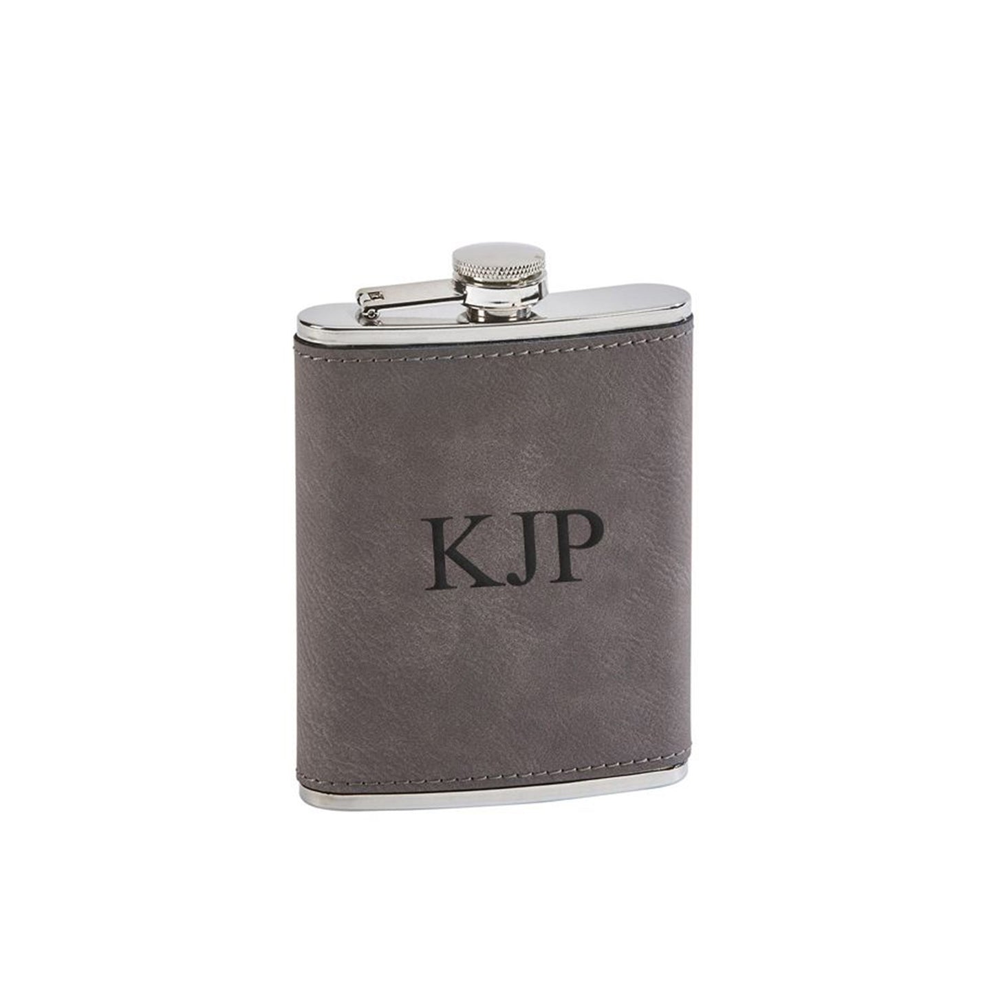 Leatherette Flask Grey 8 Oz Cap