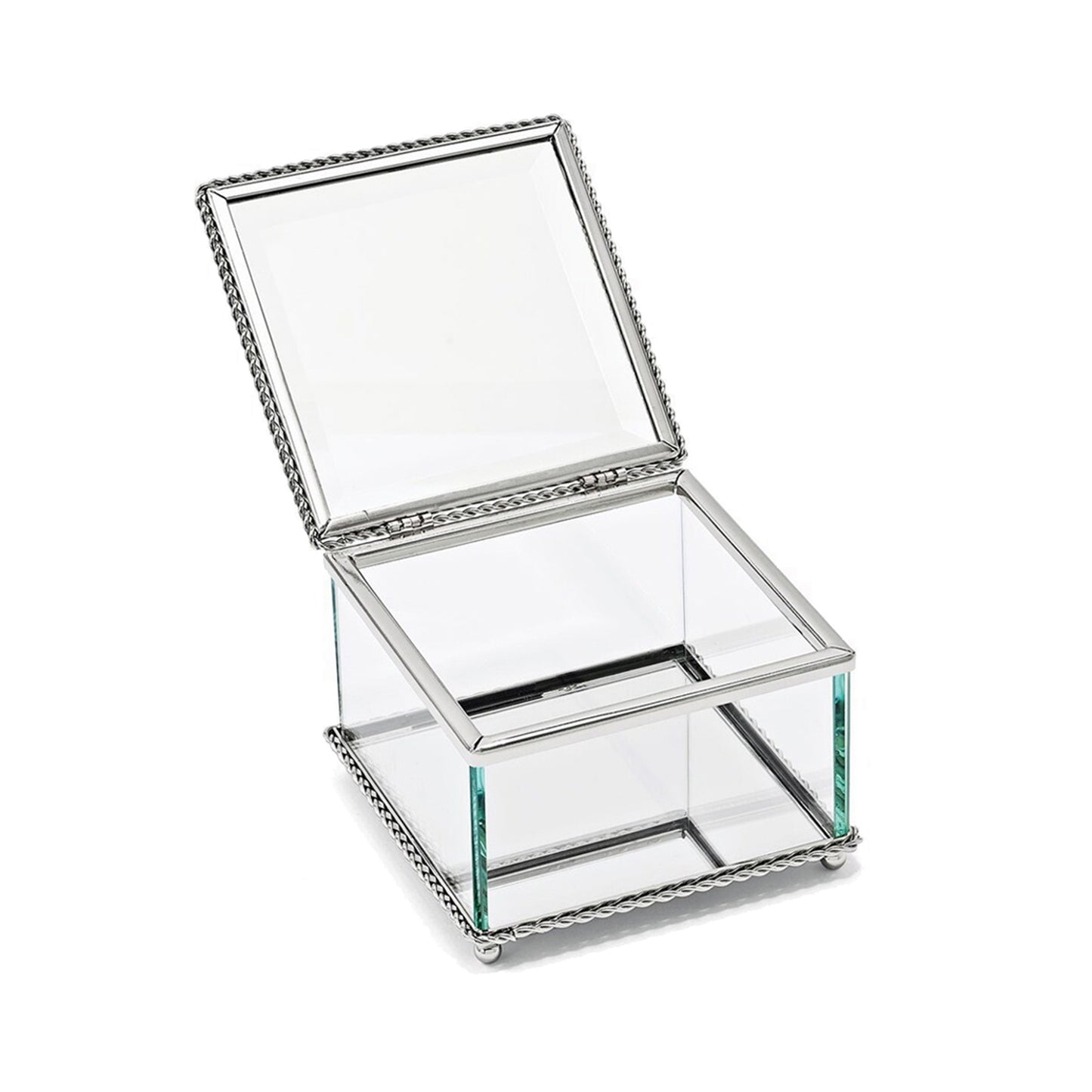Square Glass Box with Hinged Cover, 3.75"