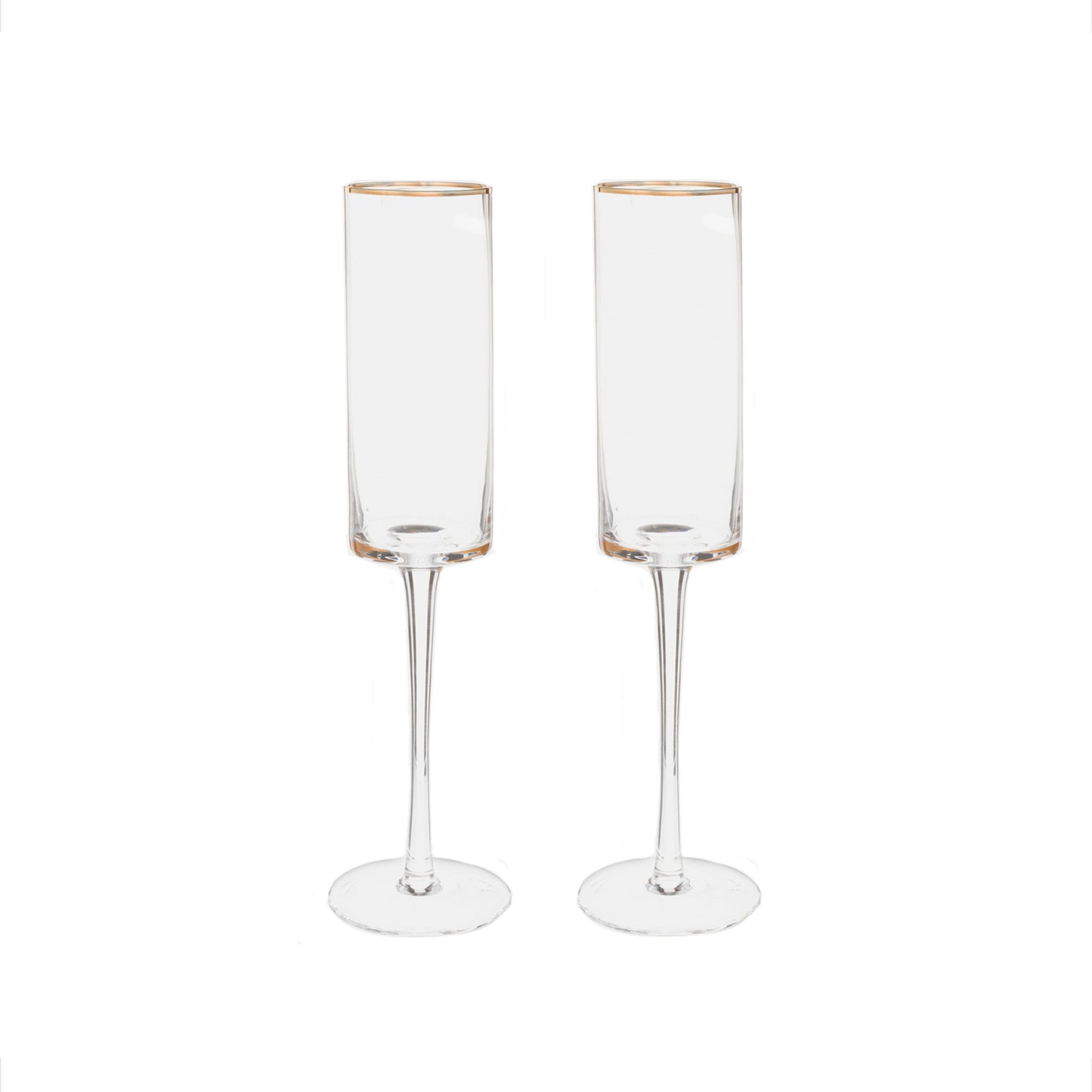 Gold-Rim Champagne Flutes Set - 8 oz