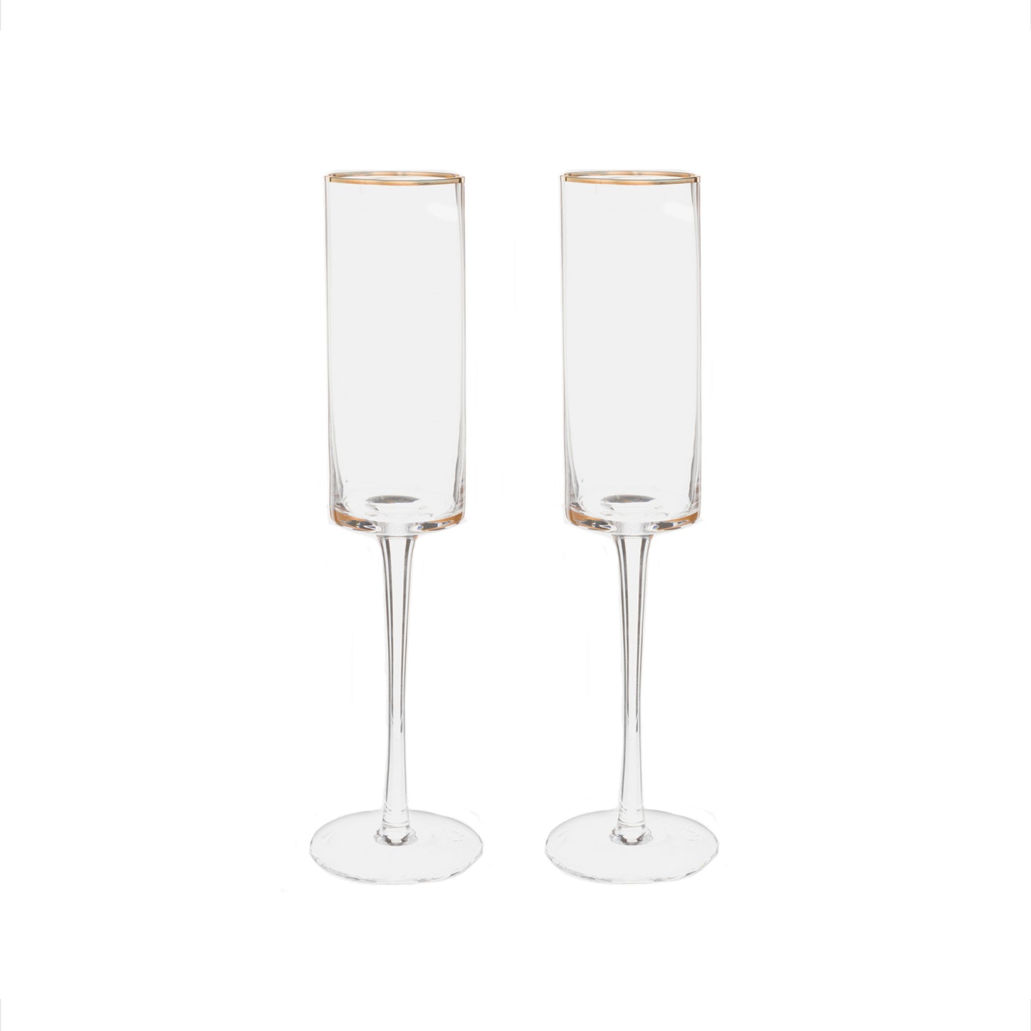 Gold-Rim Champagne Flutes Set - 8 oz