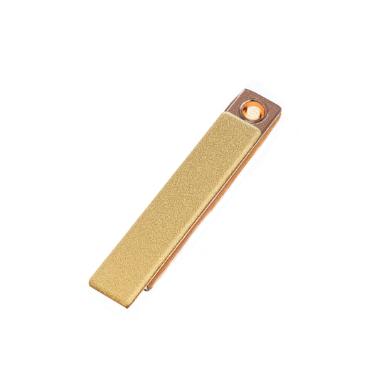 Flameless Rectangular Metal Trim Lighter Gold