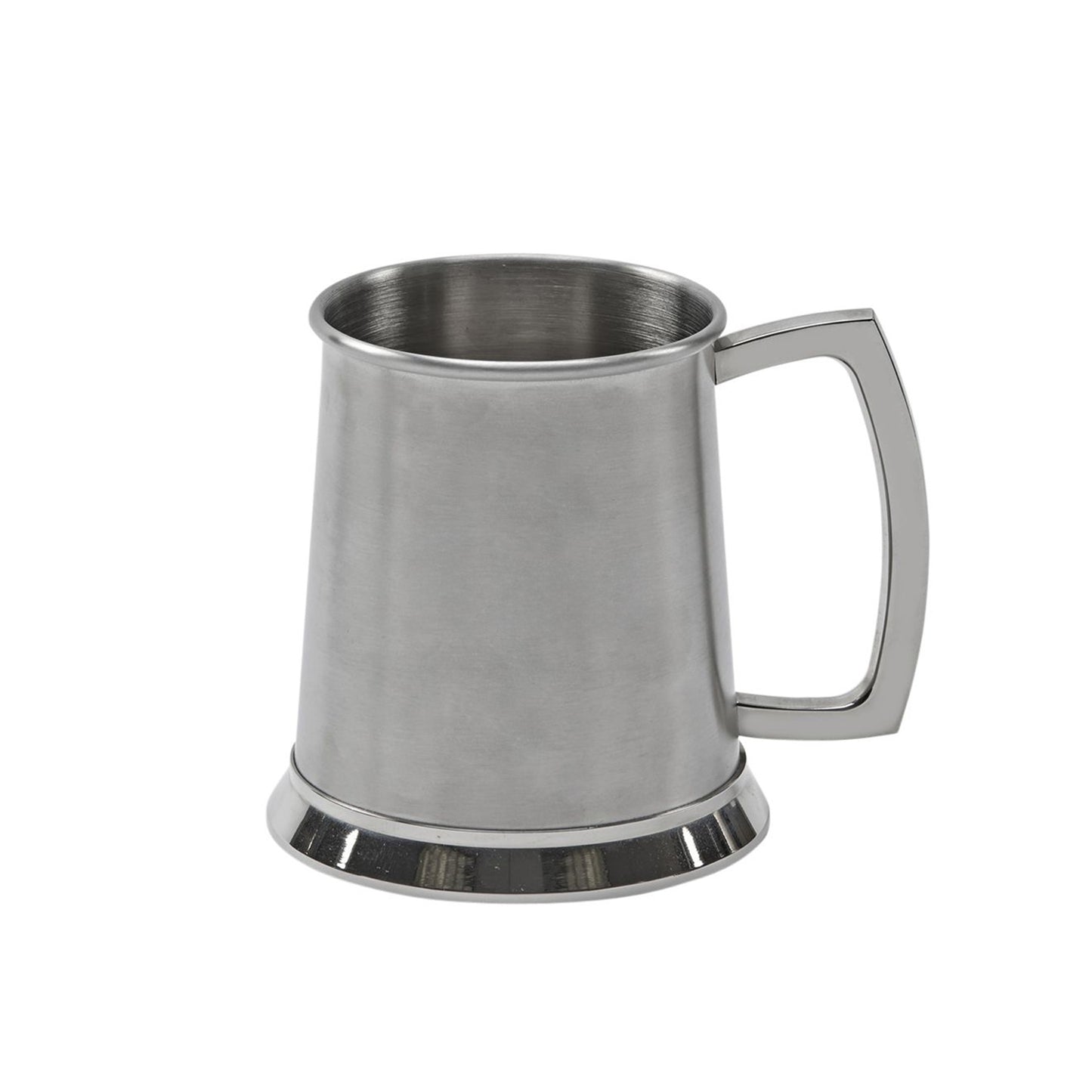 A stainless steel tankard with a satin matte finish.