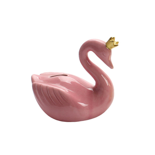 Ceramic Swan with Crown Bank