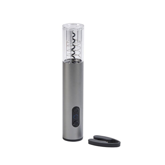 Silver Electric Wine Opener with Stainless Steel Corkscrew