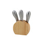 Wood Block with 3 Stainless Steel Cheese Utensils