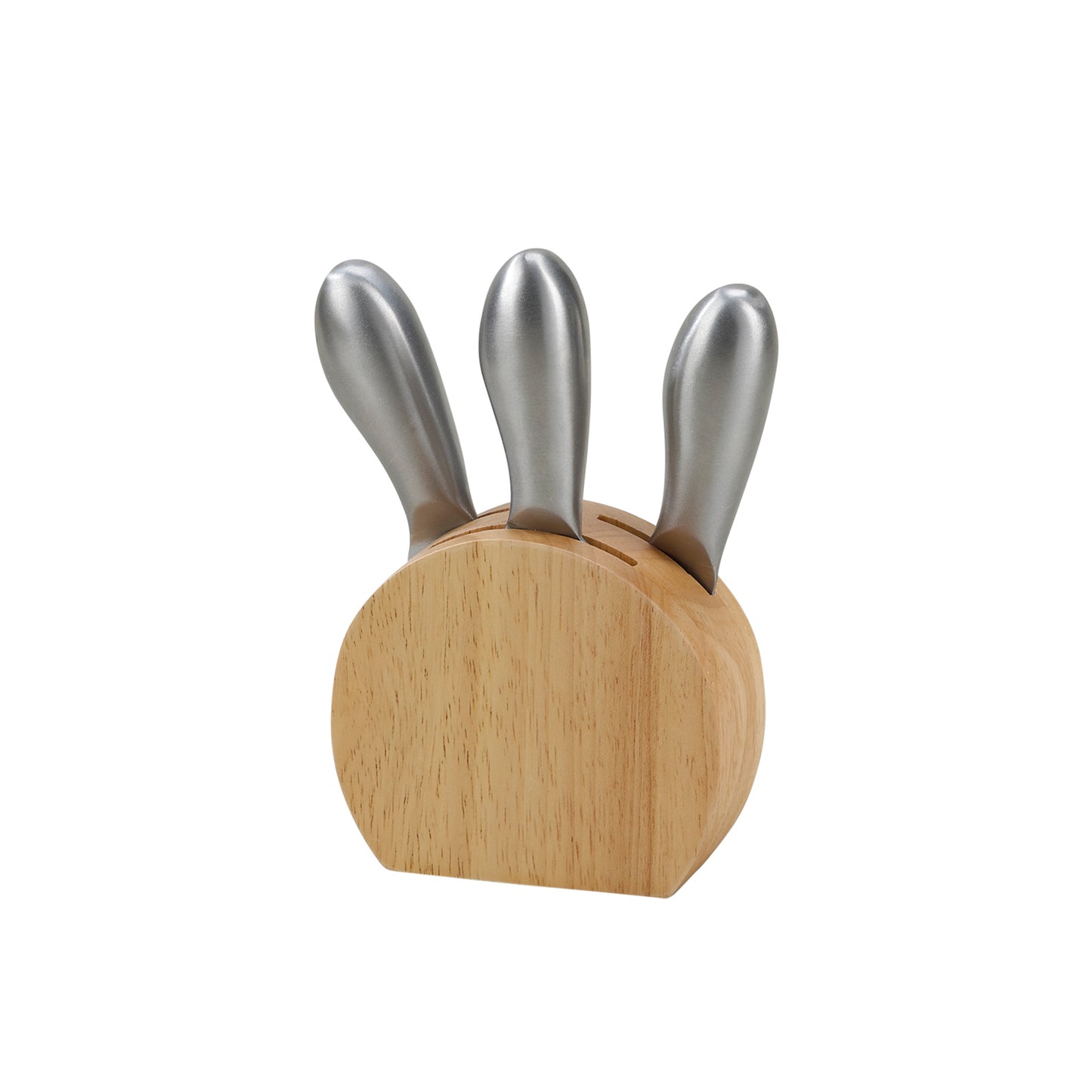 Wood Block with 3 Stainless Steel Cheese Utensils