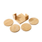Bamboo Wood Coaster Set - 4" Round Coasters with Stand