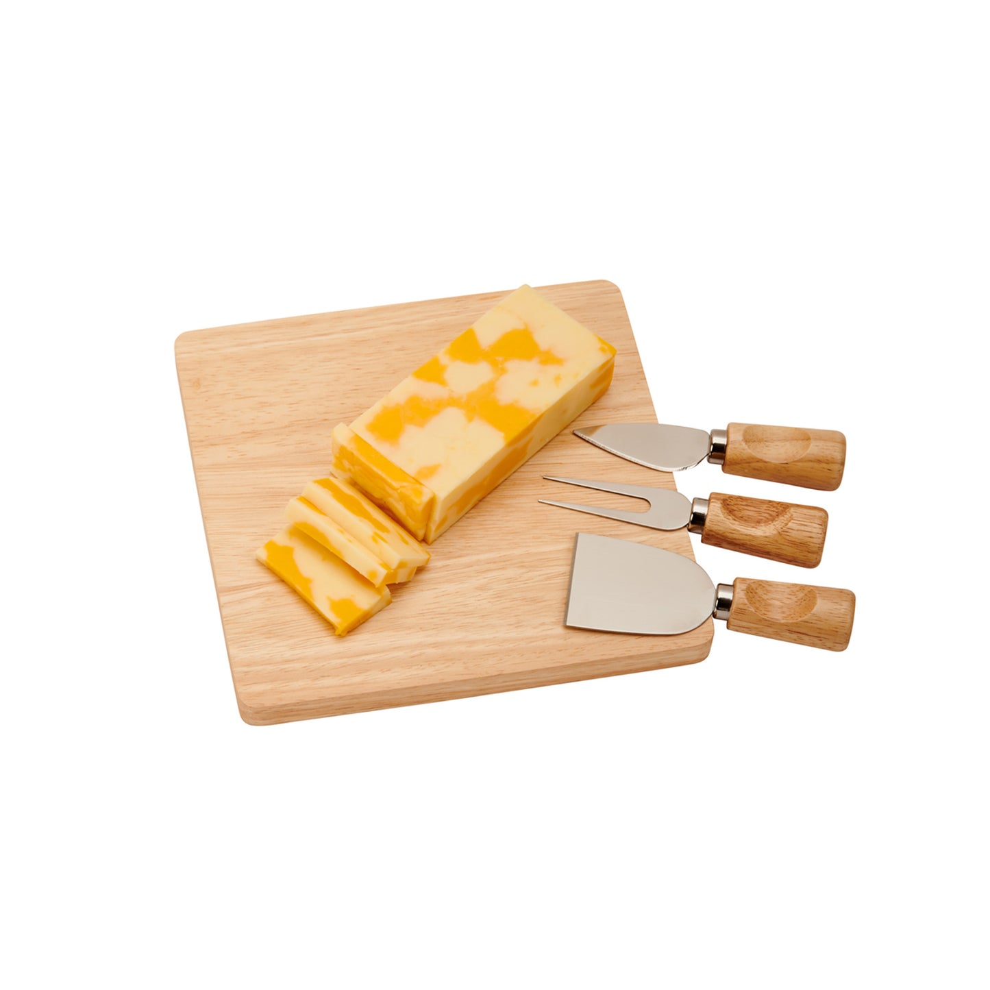 Rubberwood Cheese Cutting Board Set with 3 Tools