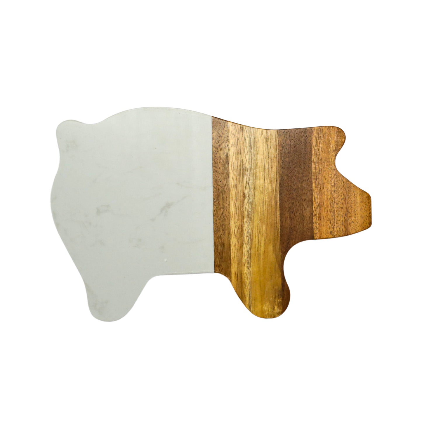 White Marble and Acacia Wood Pig Board