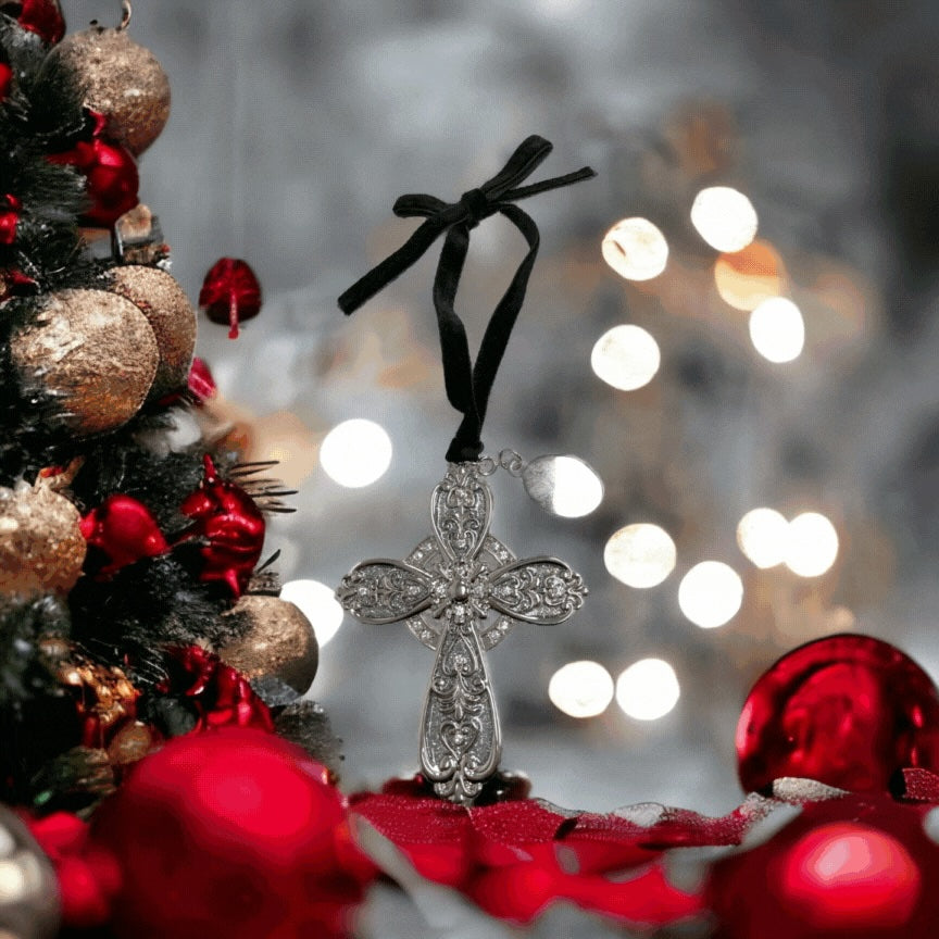 3D Cross Ornament with Engraving Tag