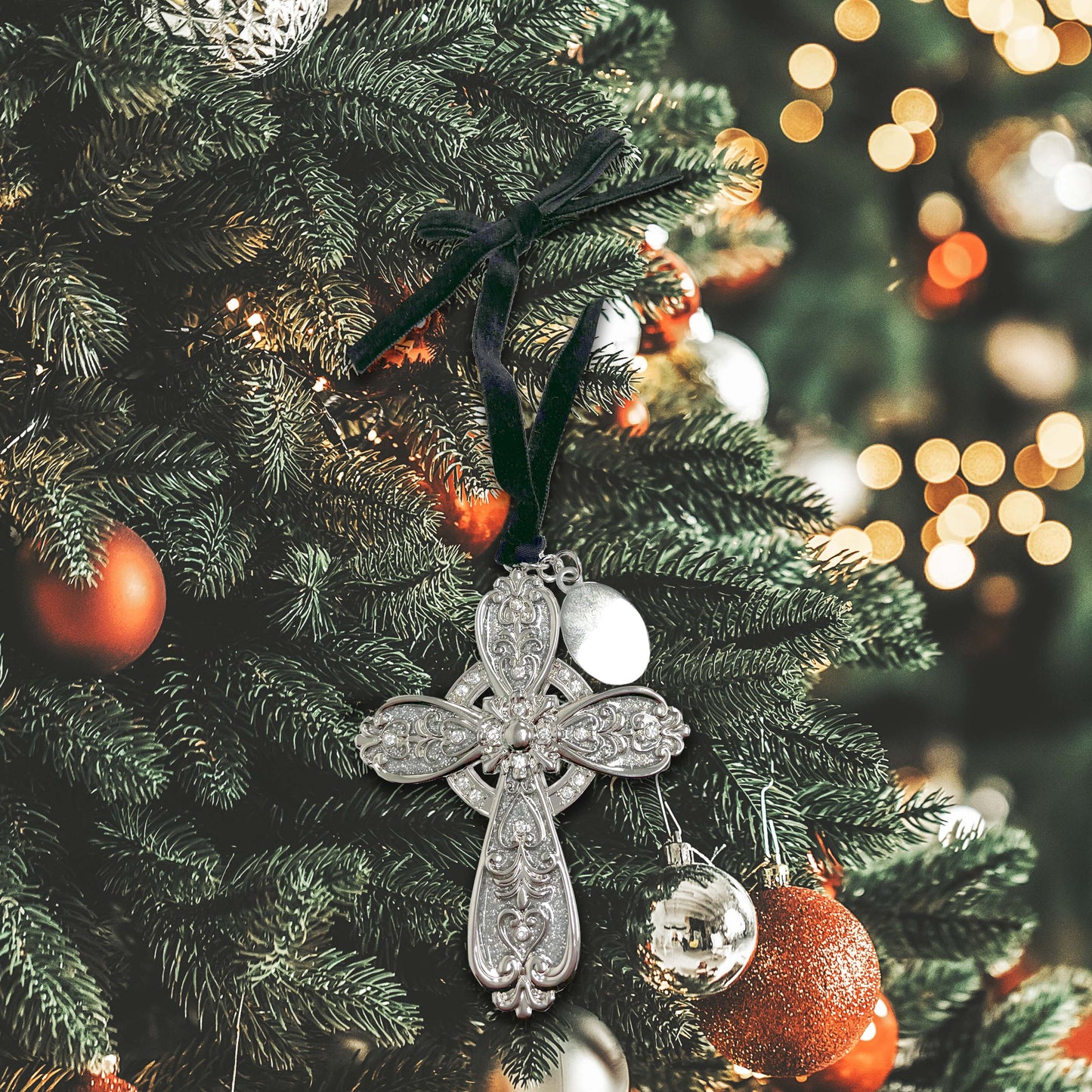 3D Cross Ornament with Engraving Tag