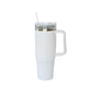 40 Oz Stainless Steel Tumbler with Handle & Straw - White