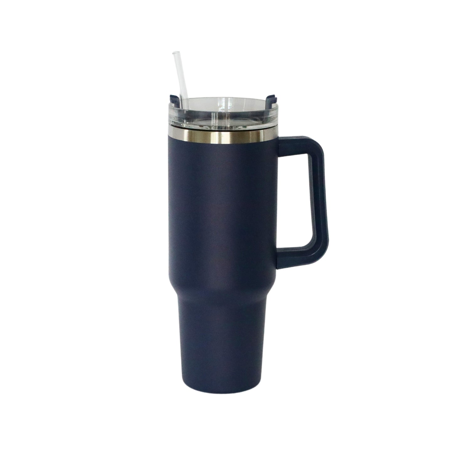 40 Oz Stainless Steel Tumbler with Handle & Straw - Navy