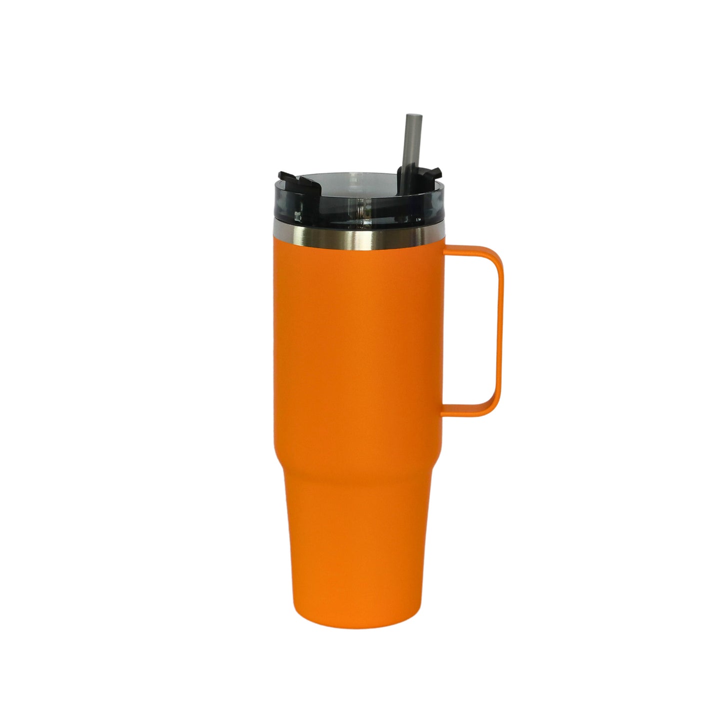 30 Oz Stainless Steel Tumbler with Handle & Straw -  Orange