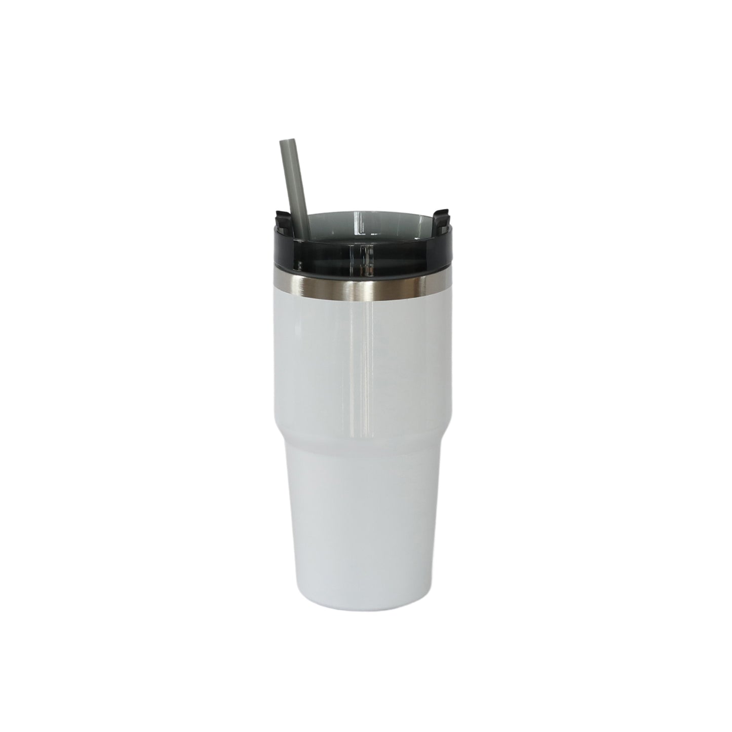20 Oz Stainless Steel Tumbler with Straw - White