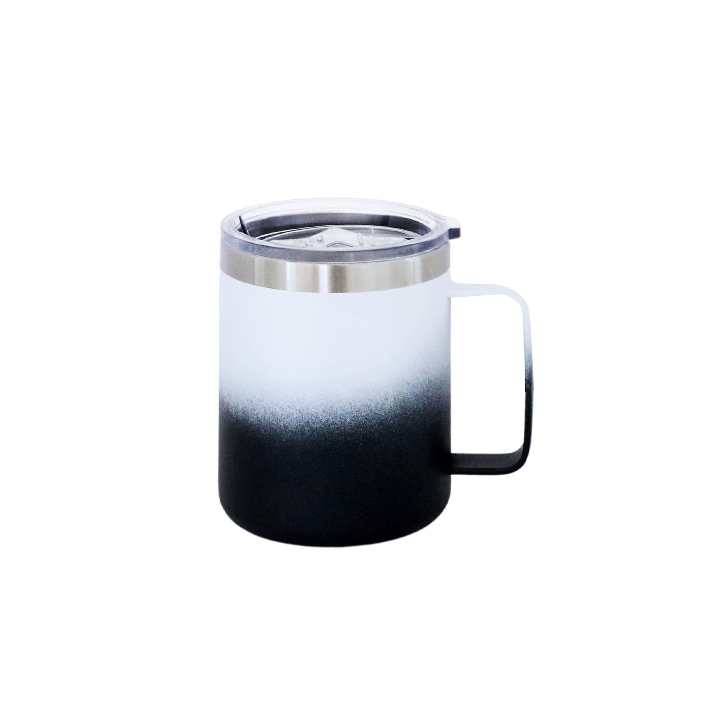 12 Oz Stainless Steel Travel Mug with Handle - White & Black