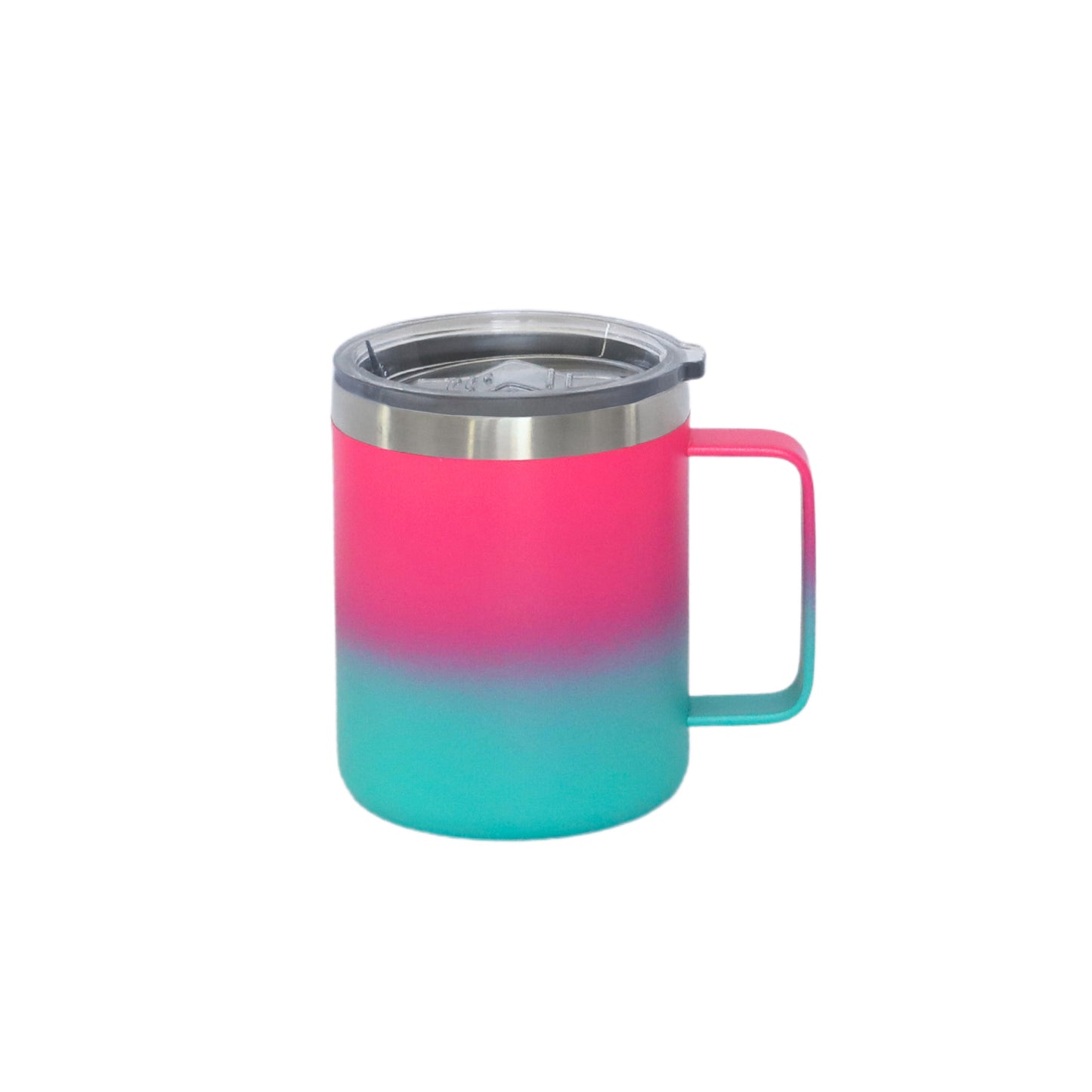 12 Oz Stainless Steel Travel Mug with Handle - Hot Pink & Blue
