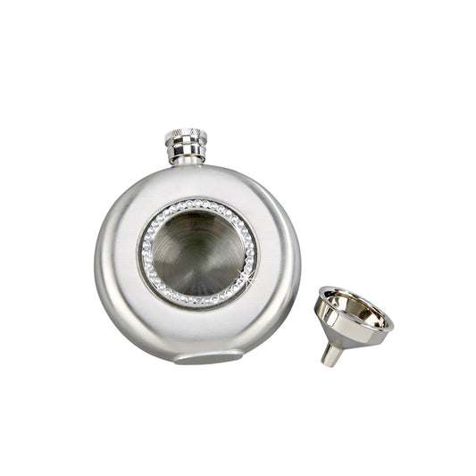 Round Crystal-Embellished Flask with Window