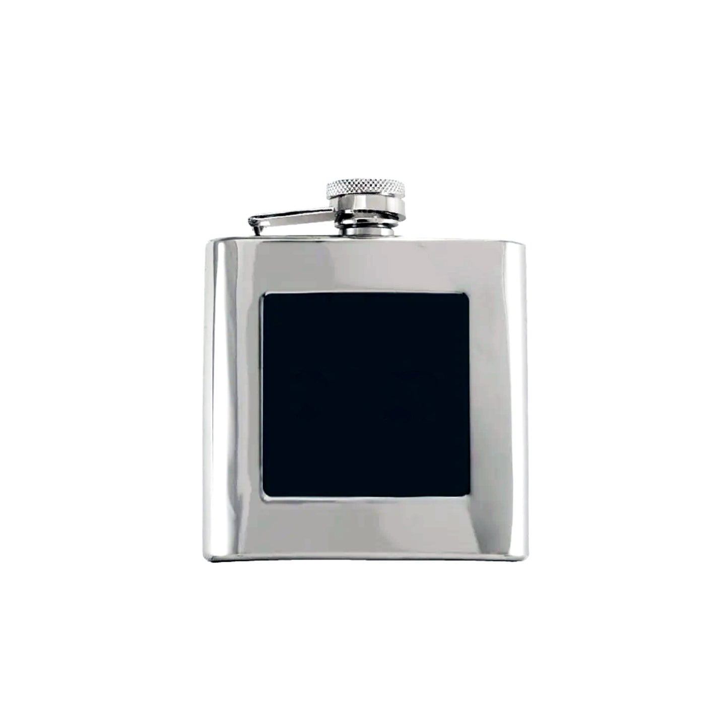Polished Stainless Steel Flask with Black Plate