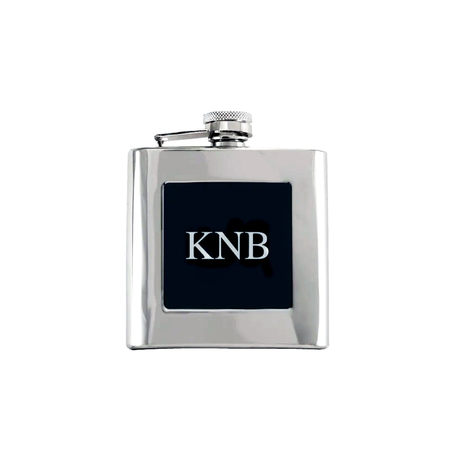Polished Stainless Steel Flask with Black Plate