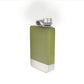 8 oz Green Stainless Steel Flask with Silver Bottom