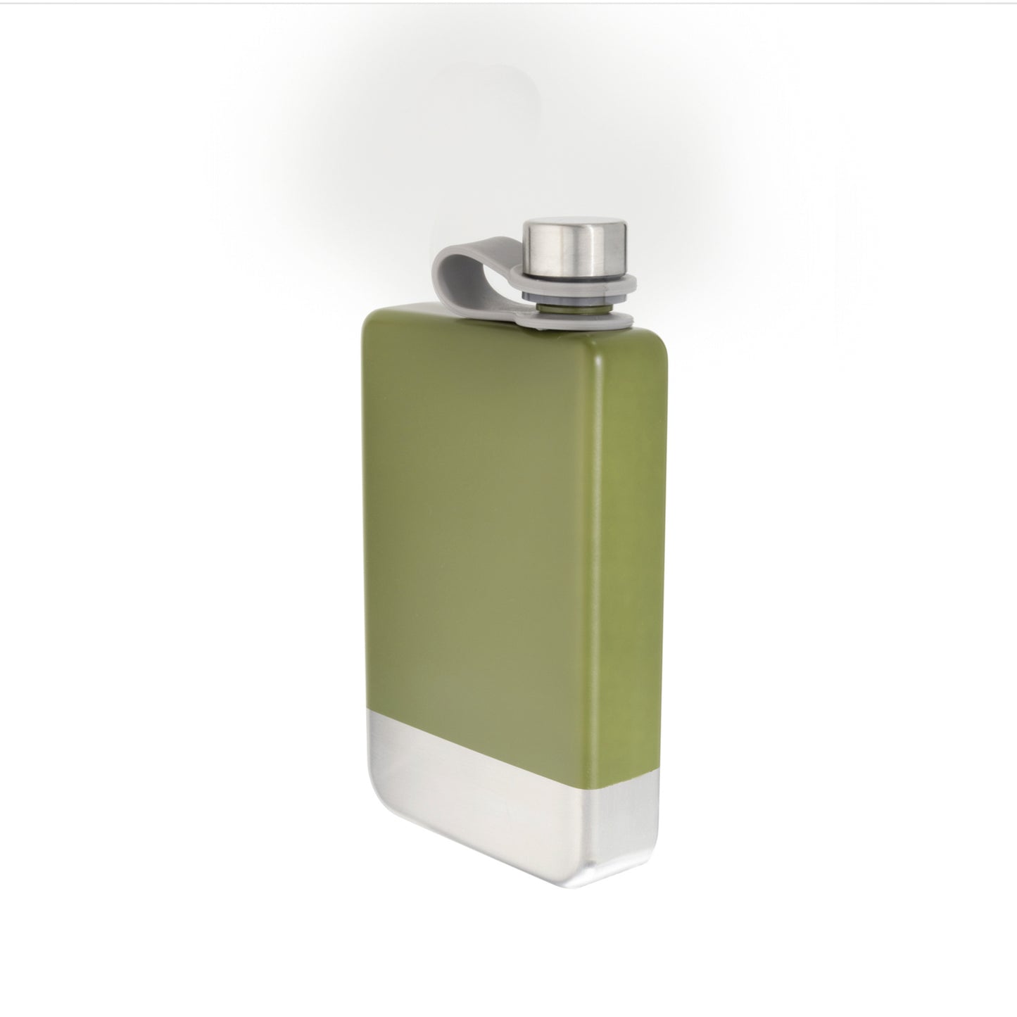 8 oz Green Stainless Steel Flask with Silver Bottom