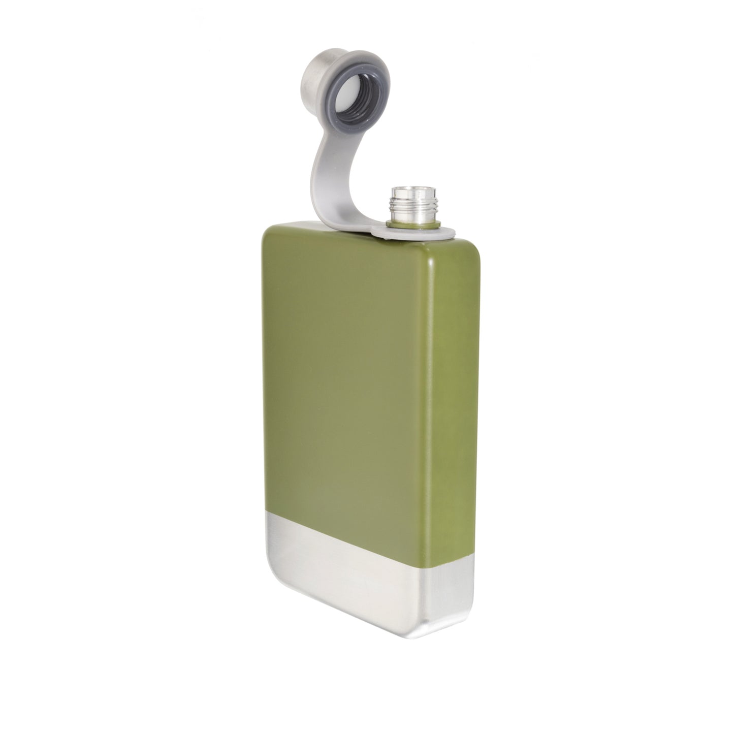 8 oz Green Stainless Steel Flask with Silver Bottom