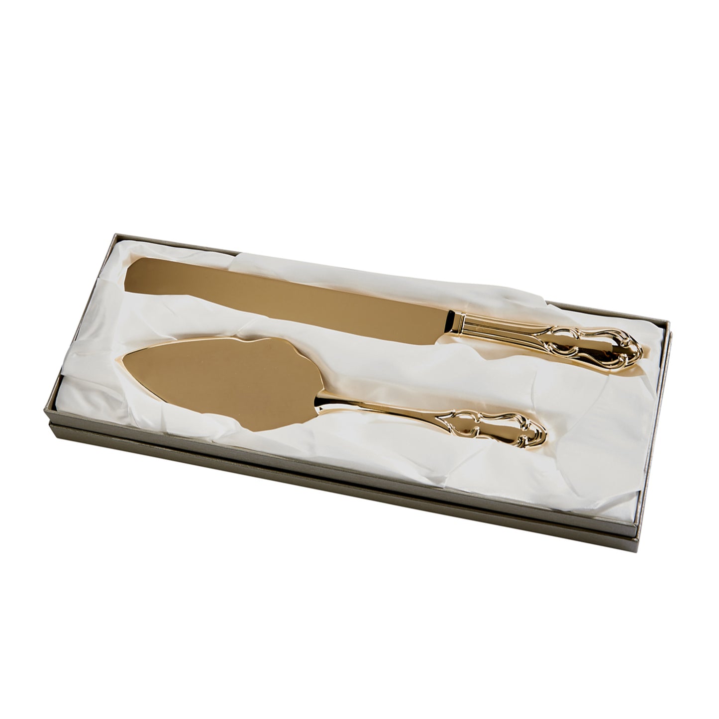 Knife & Server Set In Gold Tone Finish