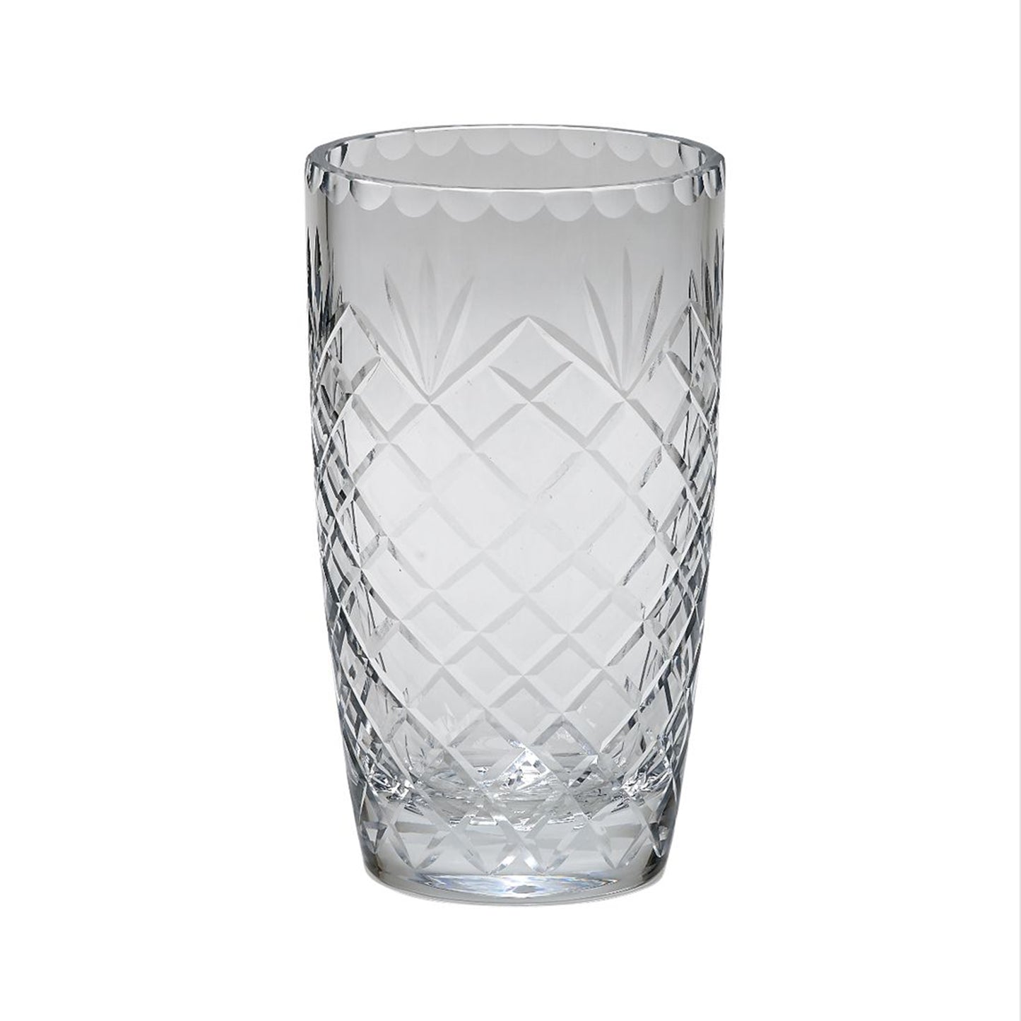 Optic Crystal Vase With Medallion Ll Pattern, 9.75"