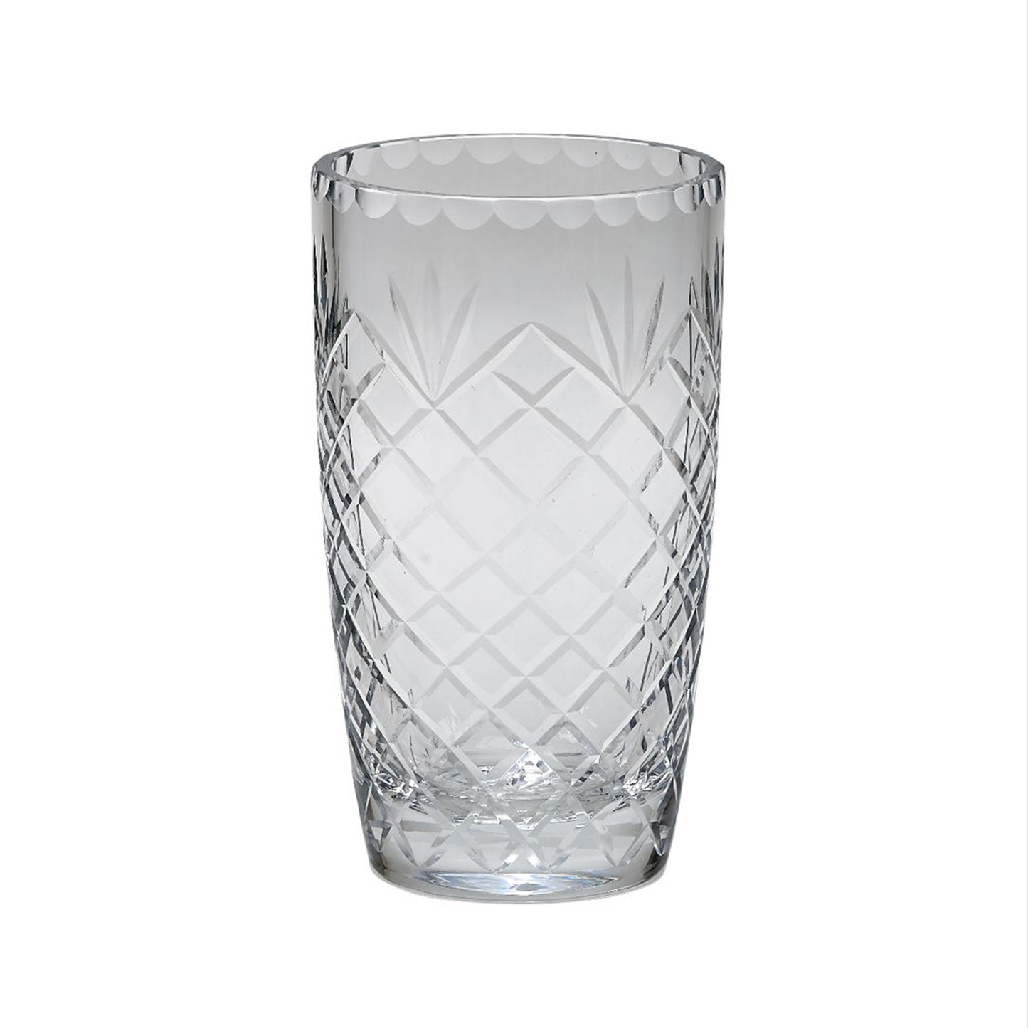 Optic Crystal Vase With Medallion Ll Pattern, 8.5"