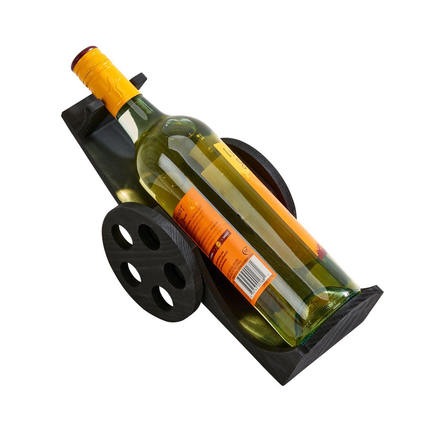 Black Wood Wine Bottle Cart - 6" x 12"