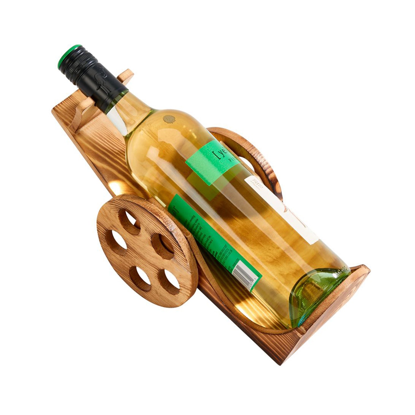Light Wood Wine Bottle Cart - 6" x 12"
