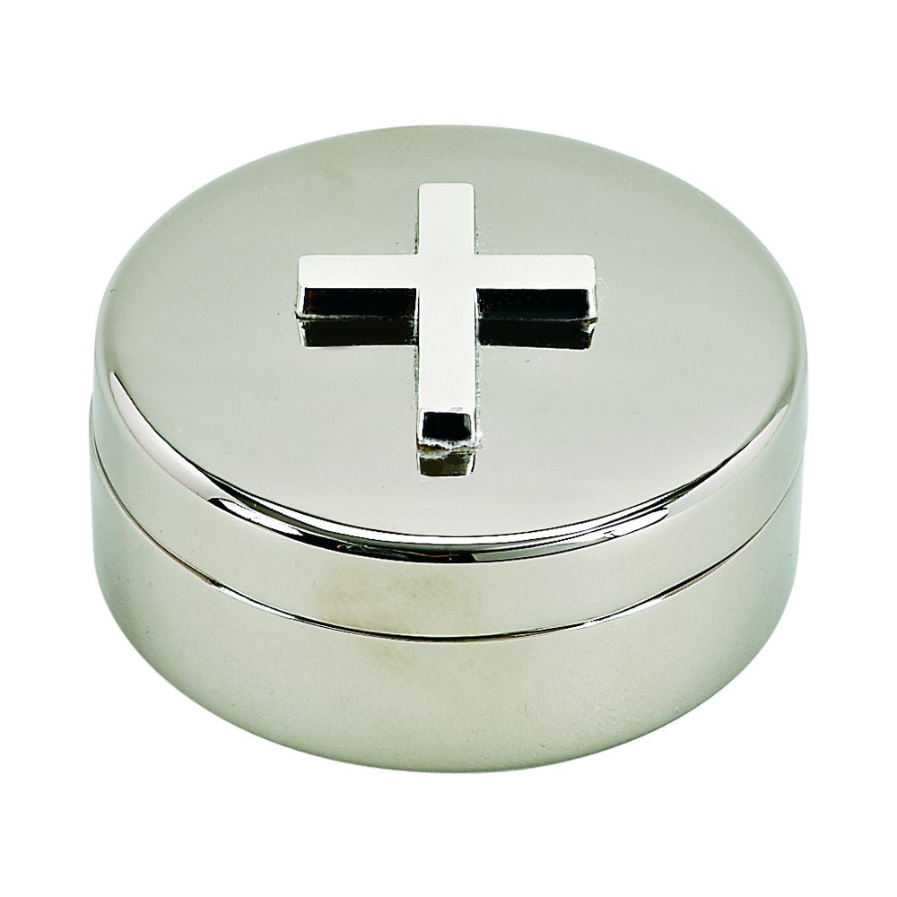 Round Covered Box With Cross On Lid
