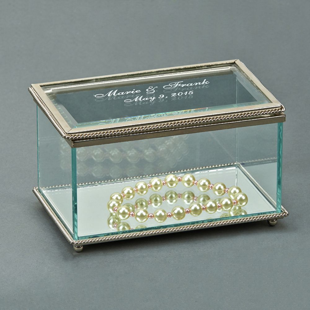 Rectangular Glass Box With Hinged Cover, 5.25"