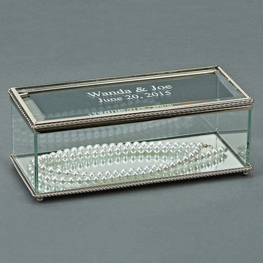 Rectangular Glass Box With Hinged Cover, 8"