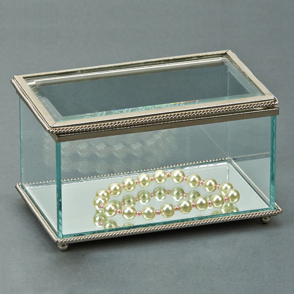 Rectangular Glass Box With Hinged Cover, 5.25"