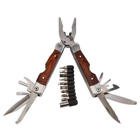 Wood Handle Stainless Steel Multi Function Tool W/bits, 7" L
