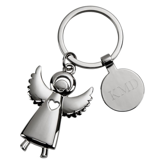 Standing Angel Keychain with Engraving Tag, 3.5"