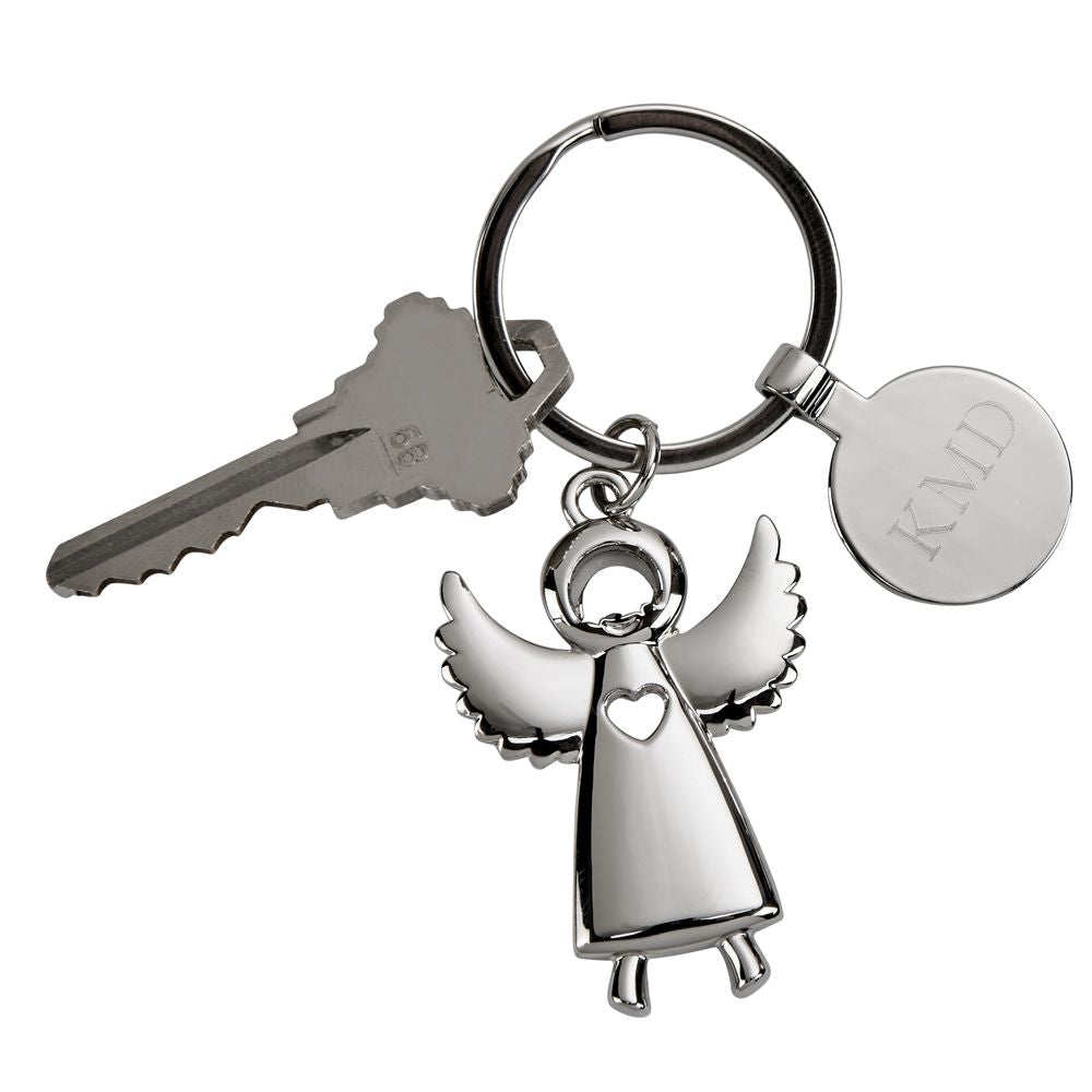 Standing Angel Keychain with Engraving Tag, 3.5"
