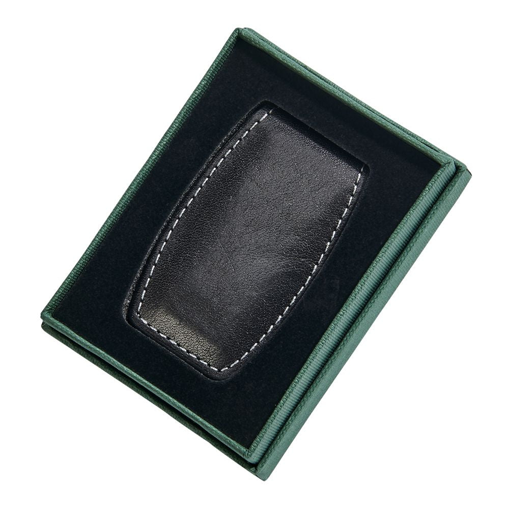 Black Leather Money Clip