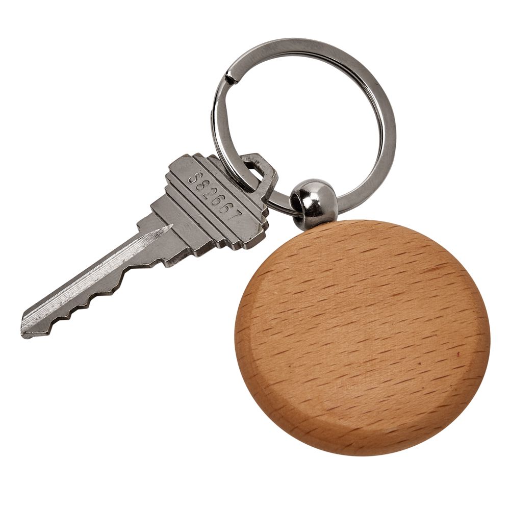 Round Wood Keychain, 1.75"