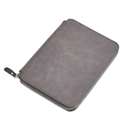 Leatherette Zippered Case Grey 9" X 6.5"