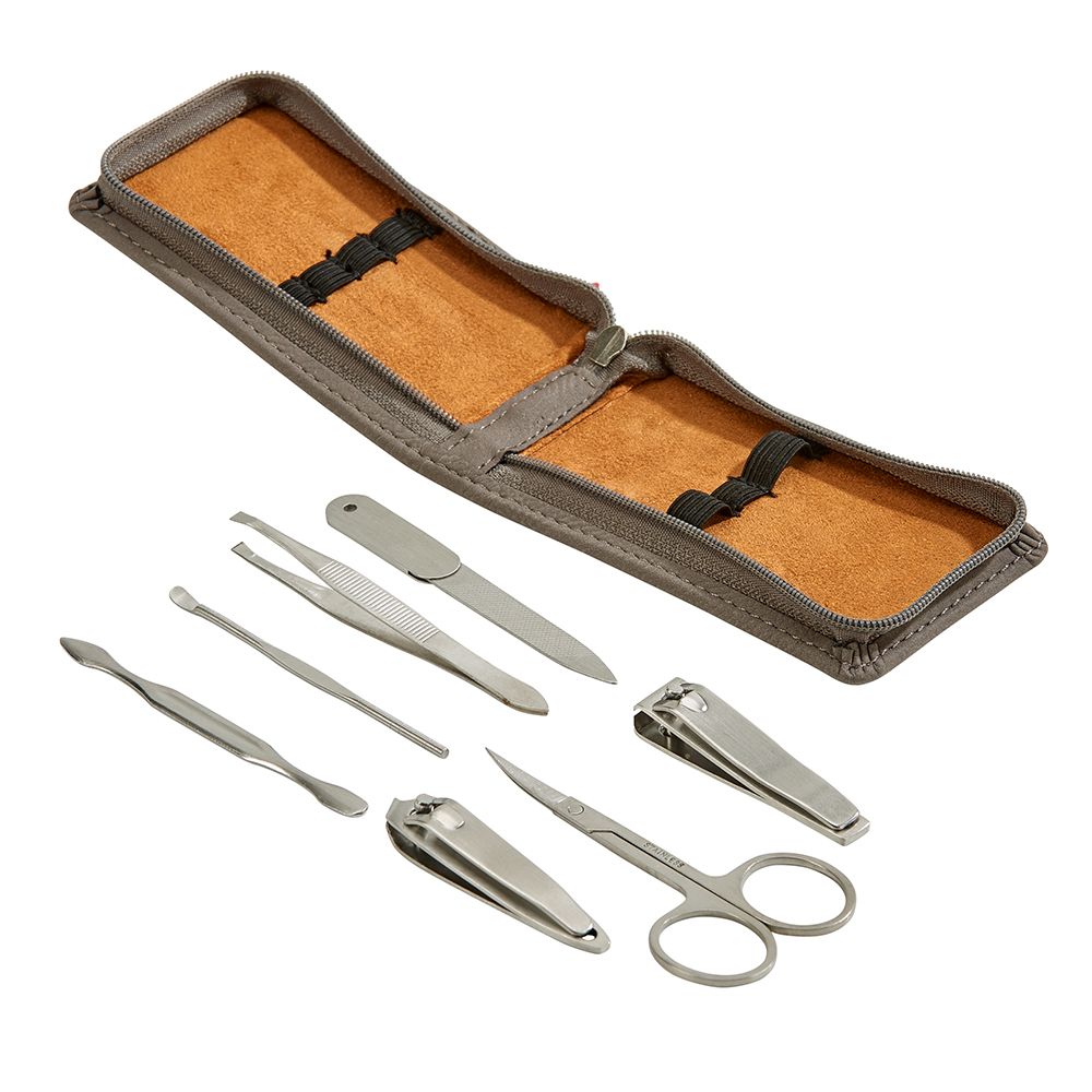 Leatherette Manicure Set, Grey 4.25" X 2.5"