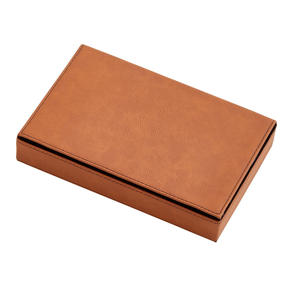 Leatherette 2 Card Deck Set, Caramel 5" X 7.75"