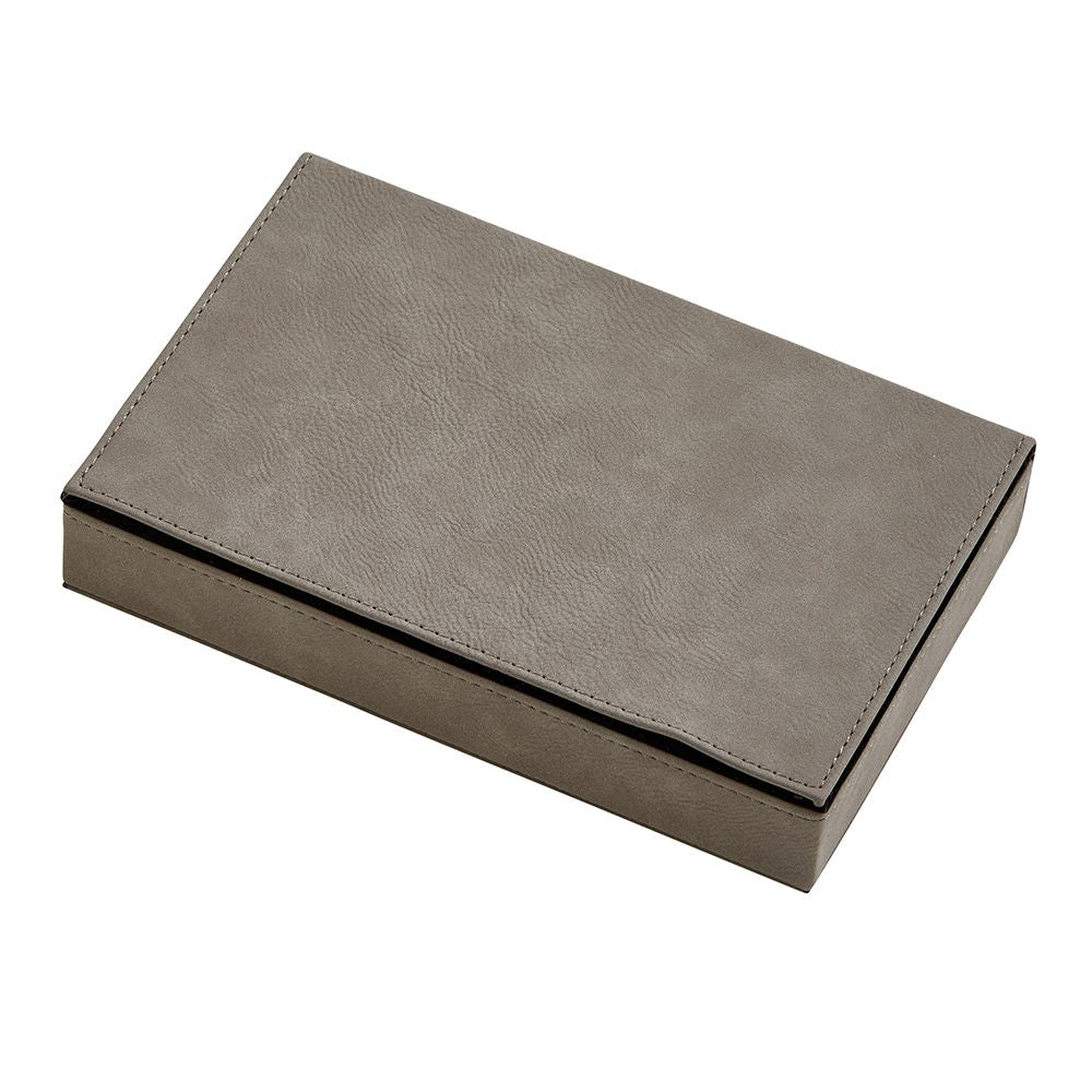 Leatherette 2 Card Deck Set, Grey 5" X 7.75"